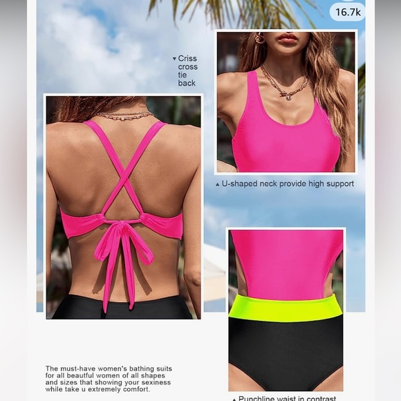 MOLYBELL One Piece  High Waisted Bathing Suit Monokini  Cutout Racerback Zip Up - Picture 6 of 16